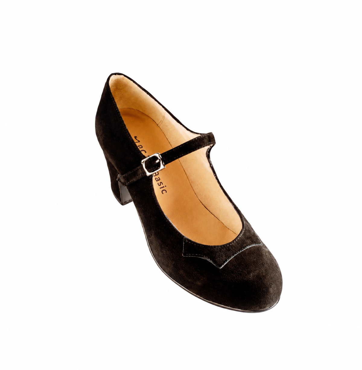 Básico noir — vue de dessus, finition veloutée – chaussures de flamenco Begoña Cervera