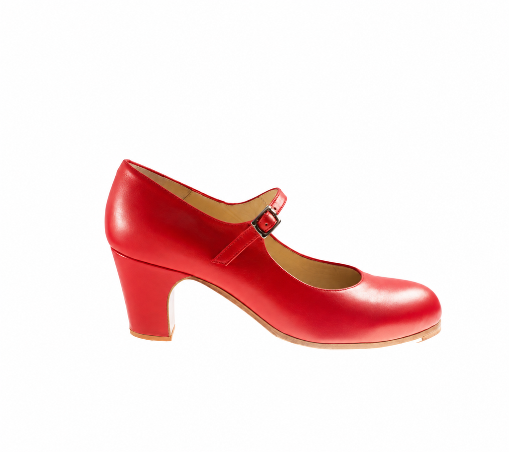 Correa rouge — vue de profil – chaussures de flamenco Begoña Cervera