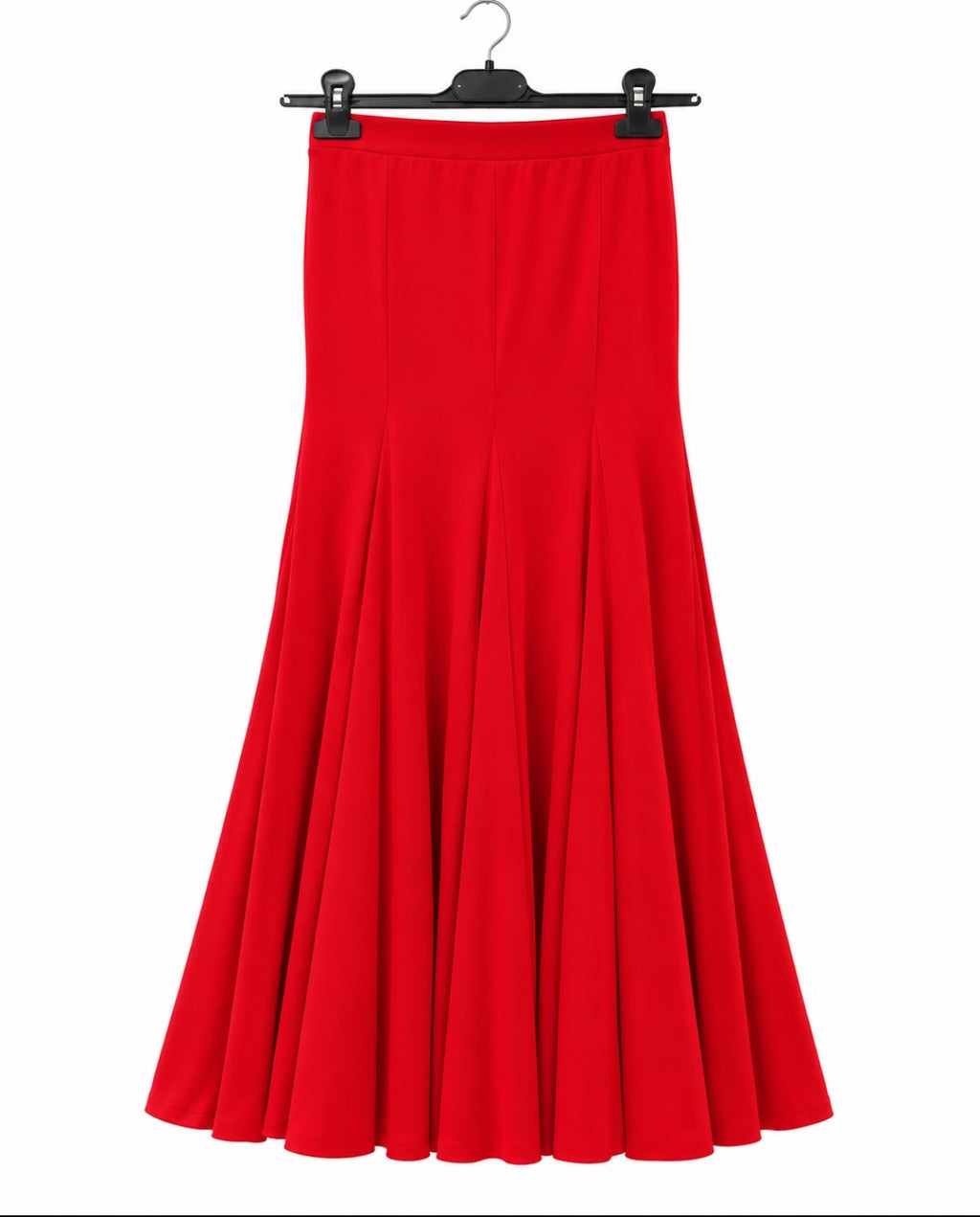 Jupe enfant ADRIANA rouge, longue et évasée à godets – tenue de flamenco