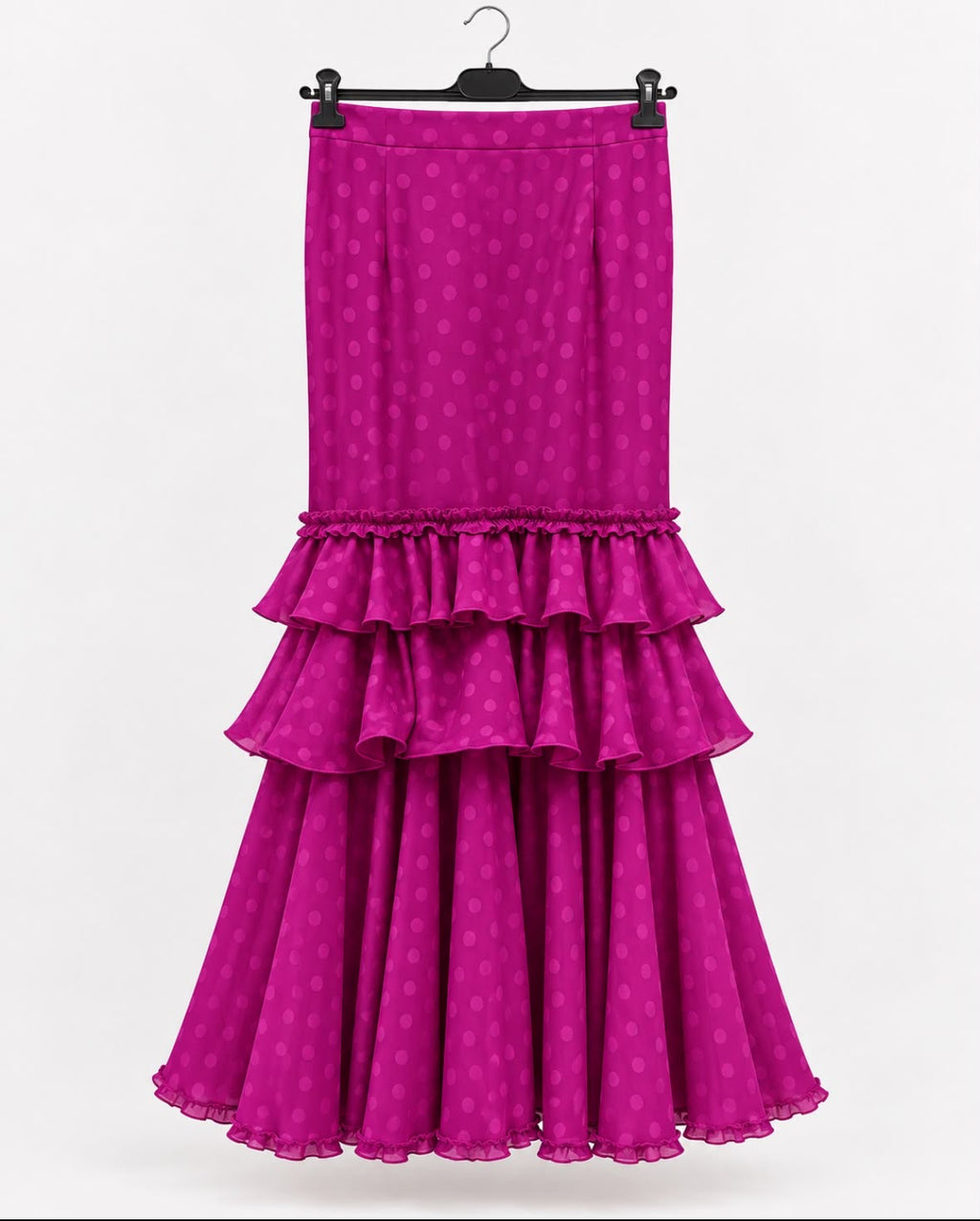 Jupe Natalia buganvilla à pois ton sur ton et volants – tenue de flamenco