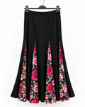 Jupe Raquel noir fleuri, longue à godets imprimés – tenue de flamenco