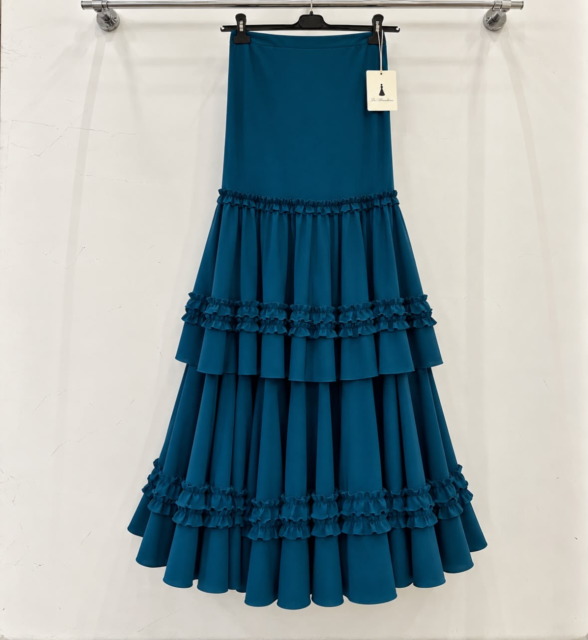 Jupe SOFIA bleu pétrole à volants — référence 03454 – tenue de flamenco