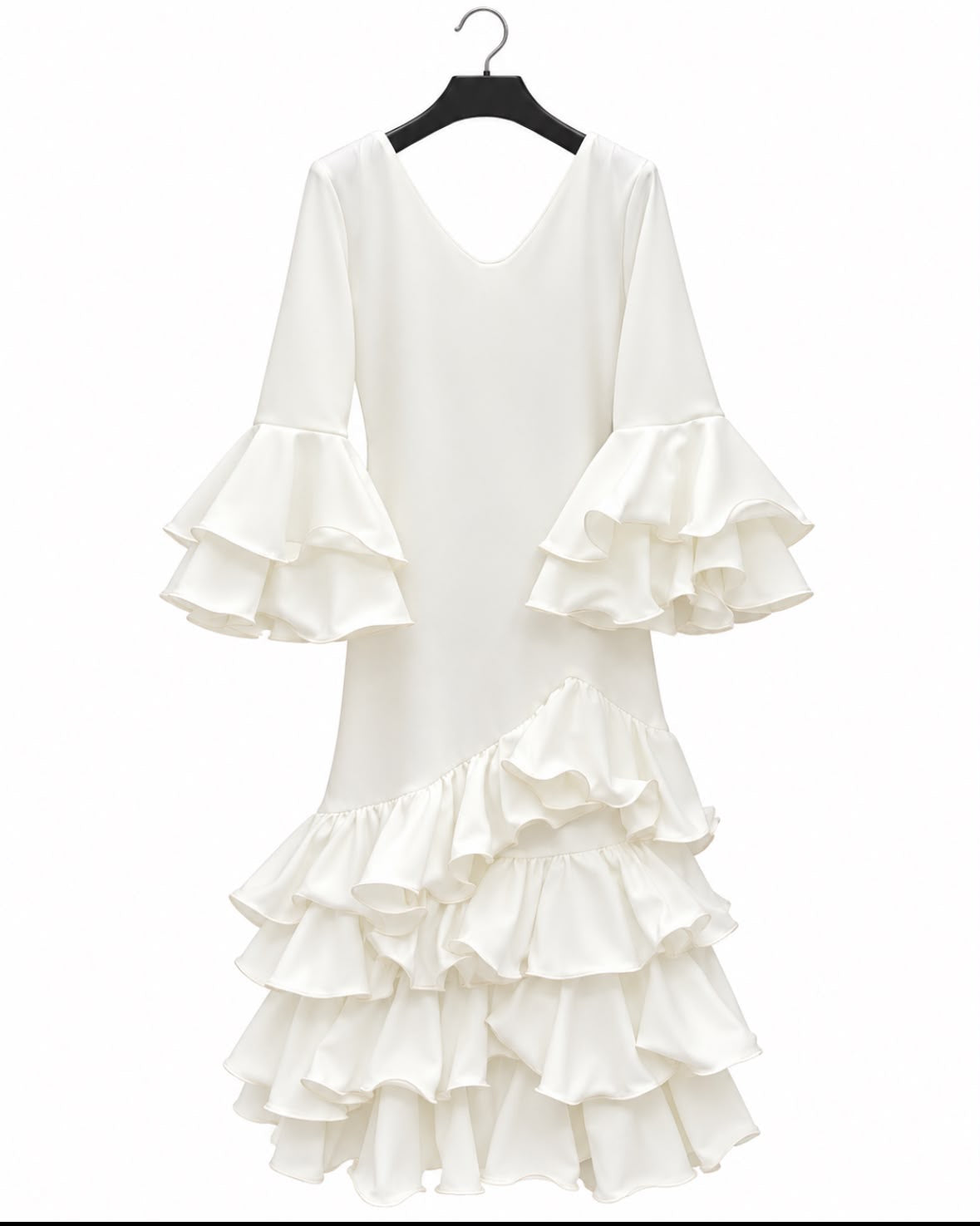 Robe Estrella Blanc à volants – tenue de flamenco