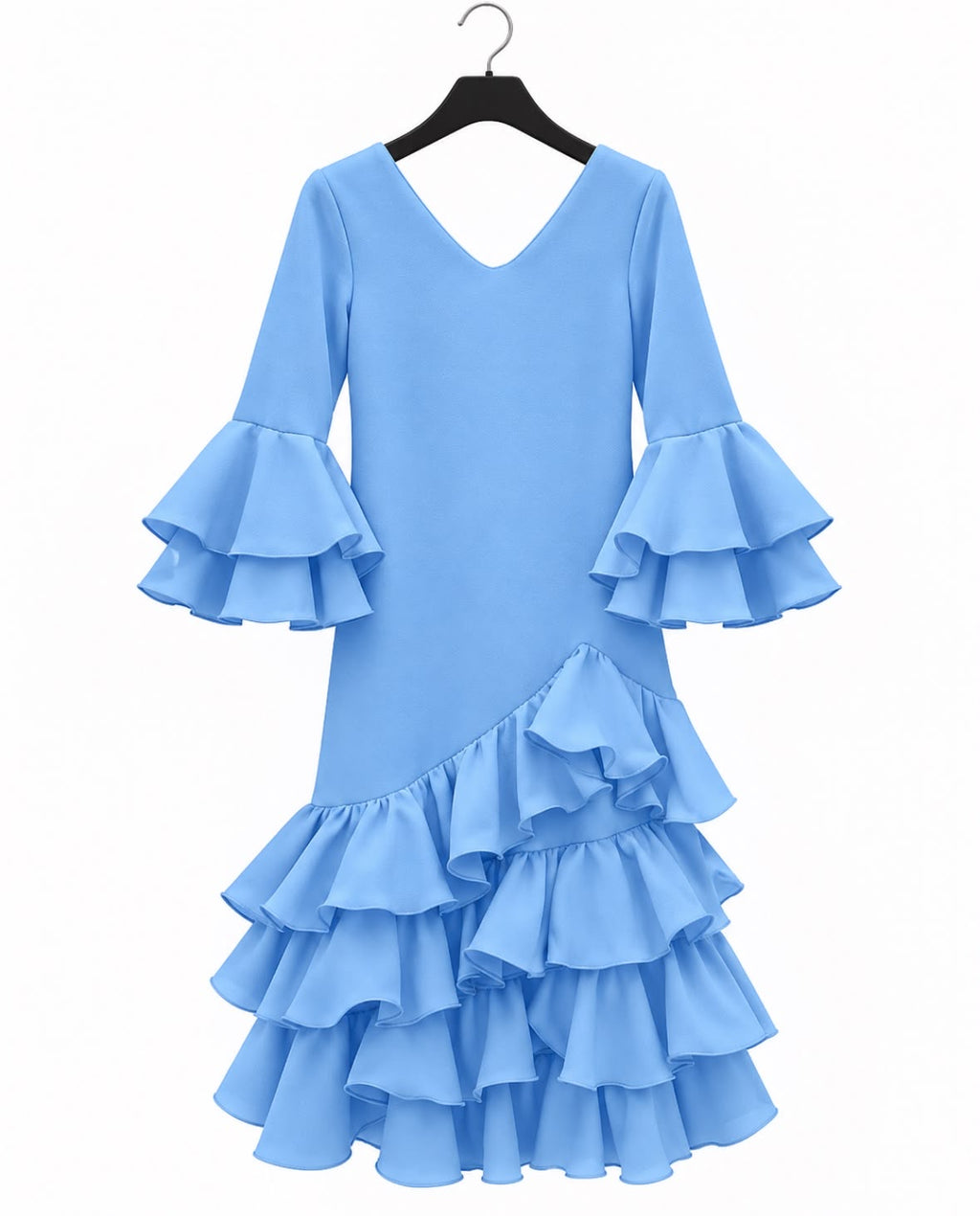 Robe Estrella Bleu ciel à volants – tenue de flamenco